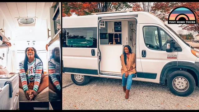 Her Stunning Dodge Promaster Camper Van W/ Shower & Toilet - Tiny House Life