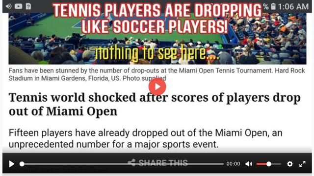 UNPRECEDENTED!  15 FULLY VAXXED TENNIS PLAYERS UNABLE TO FINISH MIAMI OPEN!