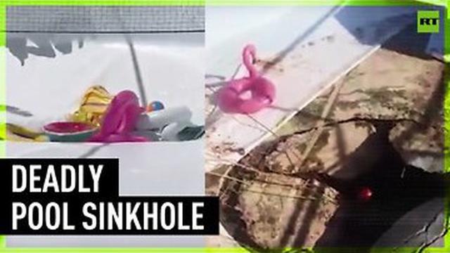 Sinkhole opens under swimming pool in Israel, sucking people & things