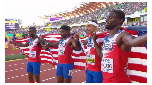 U.S. men crush 4x400m relay, breaking all-time world championship medals record