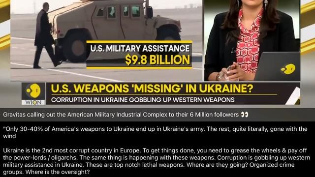 U.S.Weapons missing in Ukraine-Only 30 to 40% weapons made it Ukraine the rest vanished