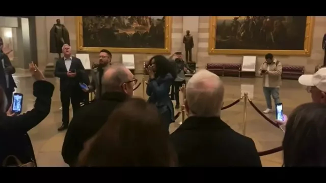 Nicole C.Mullen (My Redeemer Lives) and Danny Gokey singing at the Capitol, in the Rotunda.