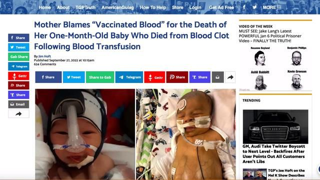 Baby Died of Blood Clot after Vaccinated Blood Transfusion