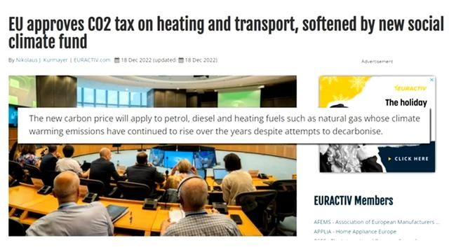 EU Approves C02 Tax on Home Heating And Transport For New Climate Fund