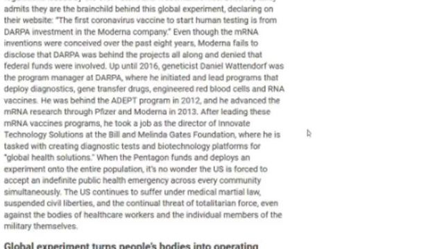 DARPA was secretly developing the mRNA vaccine years ago through Moderna, and they seek permanent control over your body and bloodline